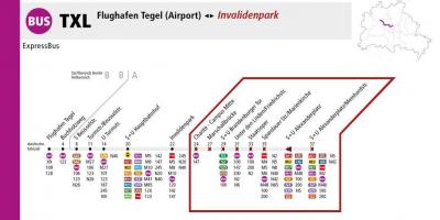 Berlim autocarro txl mapa de rotas