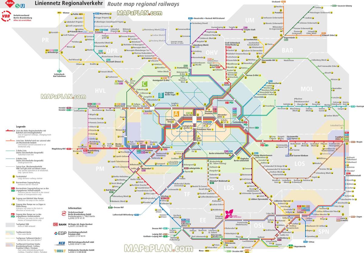 mapa de berlim de trem regional 