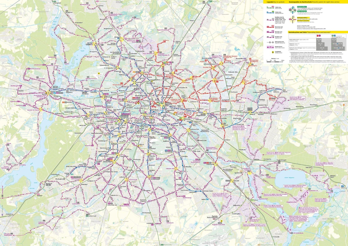 mapa de berlim noite de ônibus