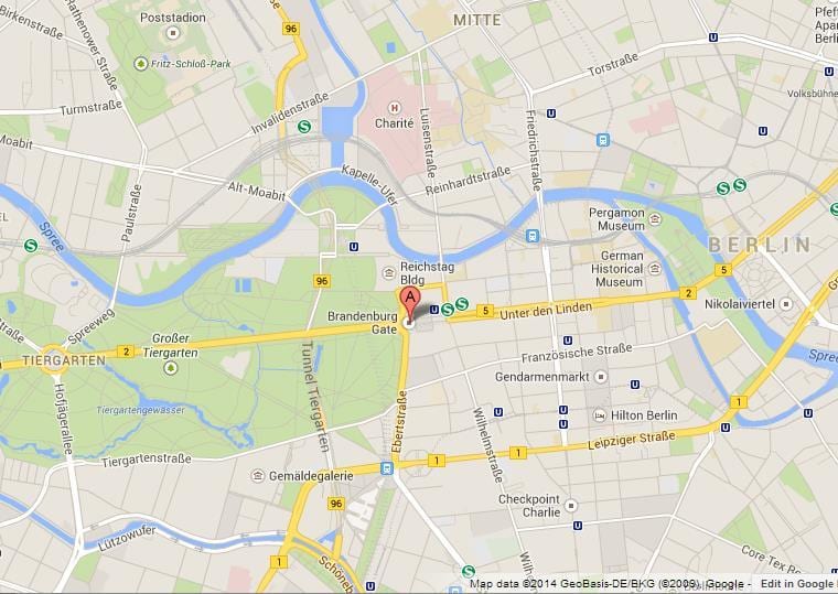 mapa da porta de brandenburgo, em berlim